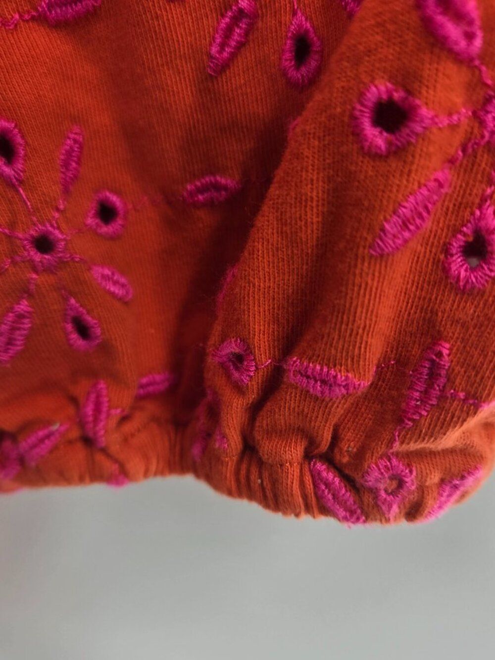 J. Jill Orange Pink Embroidered Eyelet Balloon Sleeve Tunic Blouse Top Small - Picture 6 of 13